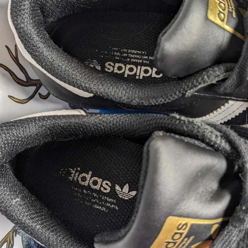 Adidas Superstar Athletic Shoes US8 Black/White Trim US Men 5 Women 6.5 - Picture 8 of 10